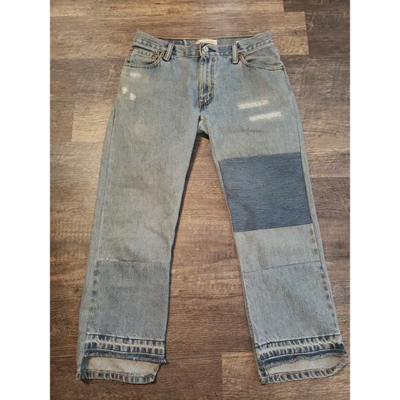 Nili Lotan Franki Patch Jeans Cropped Straight Leg Step Hem Sz 25 (V6 - Picture 6 of 9